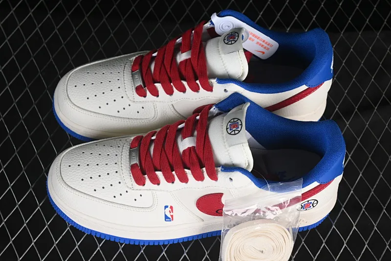 All categories Nk Air Force 1 Air Force series Nk Air Force 1 Low Air Force low-top Nike Air Force 1'07 Low NBA joint Clippers beige blue and red Air Force 1 low-top casual sneakers QW5606-274